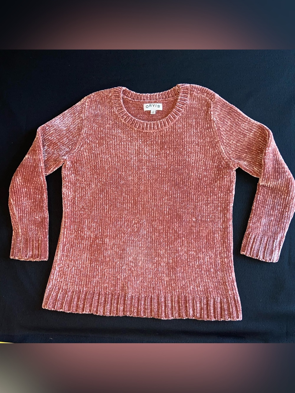 Orvis Chenille Crewneck Sweater in Rosewood Heather